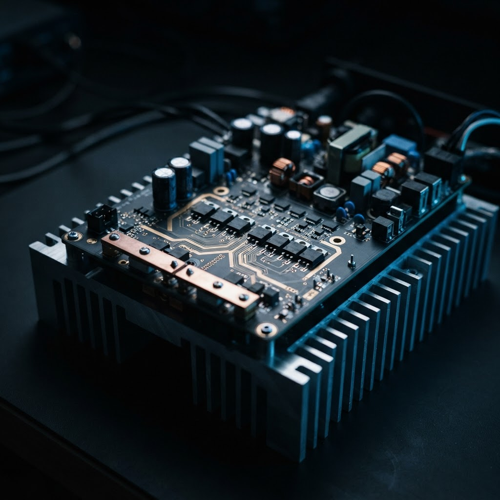 Power-electronics hardware undergoing thermal validation in the AX3 Labs sandbox